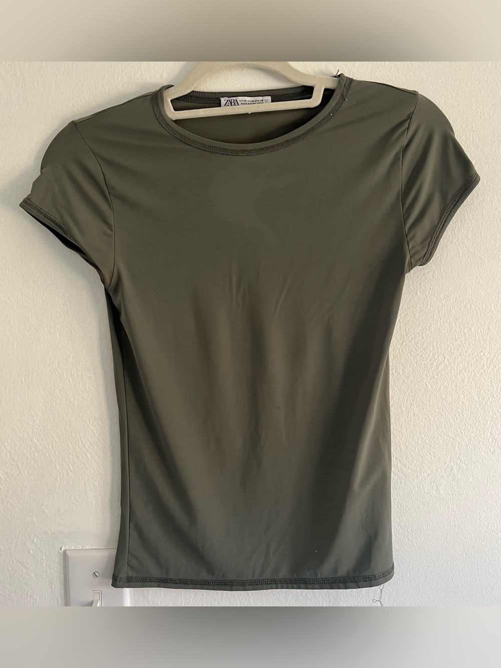 Zara Polyamide Short Sleeve Top Green